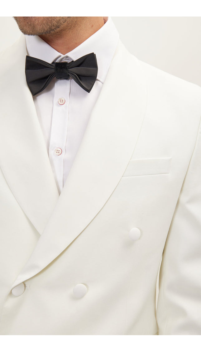Classic Double Breasted Dinner Jacket - Off White - Ron Tomson
