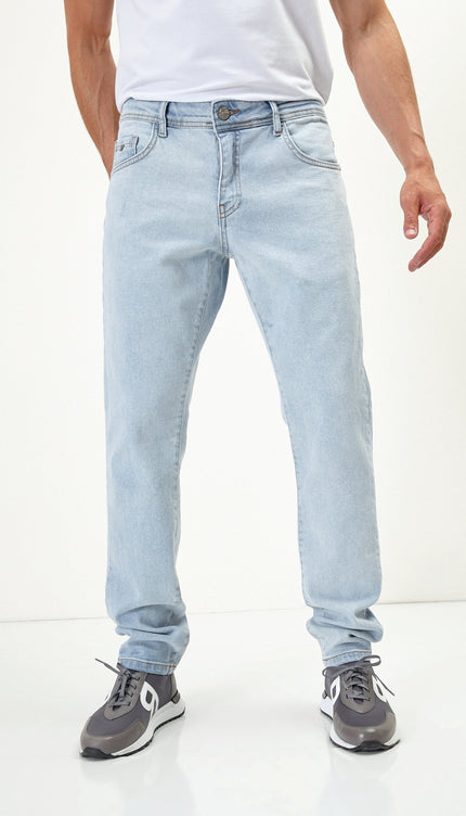 Classic Fitted Denim Jeans- Light Blue - Ron Tomson