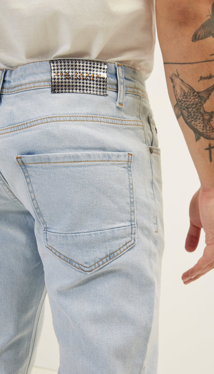 Classic Fitted Denim Jeans- Light Blue - Ron Tomson