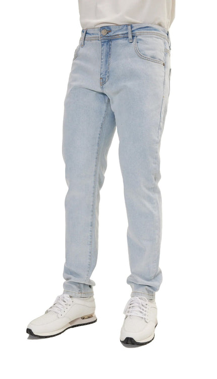 Classic Fitted Denim Jeans- Light Blue - Ron Tomson