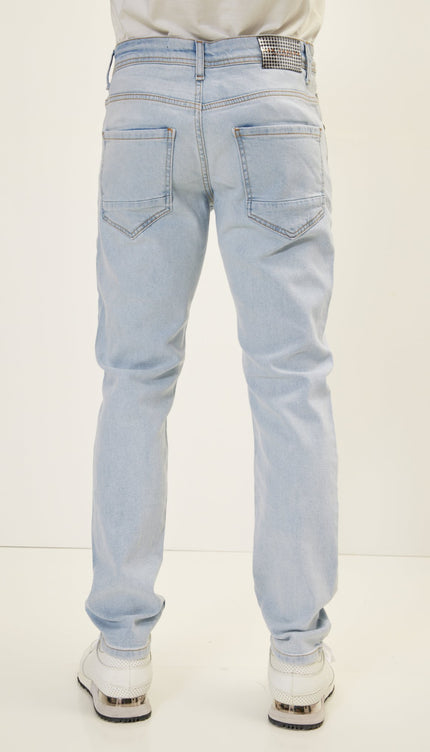 Classic Fitted Denim Jeans- Light Blue - Ron Tomson