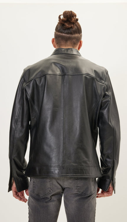 Classic Genuine Leather Jacket - Black - Ron Tomson