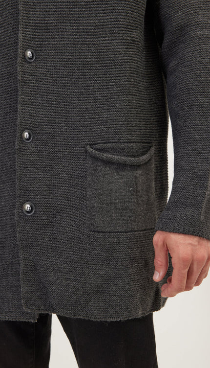 Shawl Lapel Long Cardigan - Anthracite