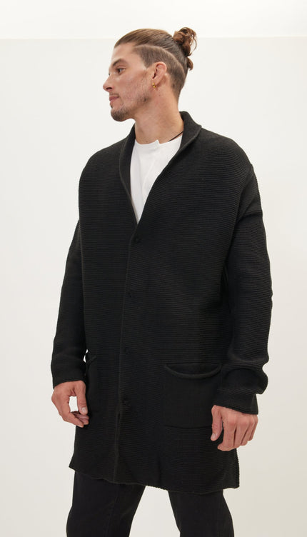 Classic Minimalist Shawl Cardigan - Black - Ron Tomson