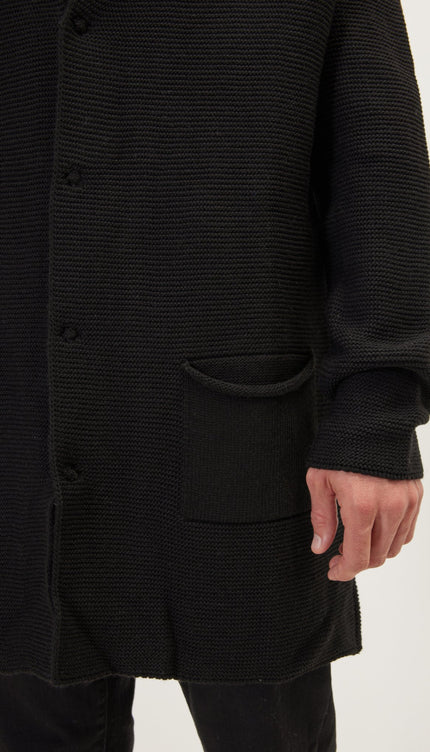 Classic Minimalist Shawl Cardigan - Black - Ron Tomson