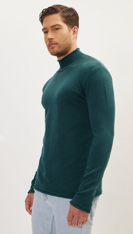 Classic Mock Neck Sweater - Green - Ron Tomson