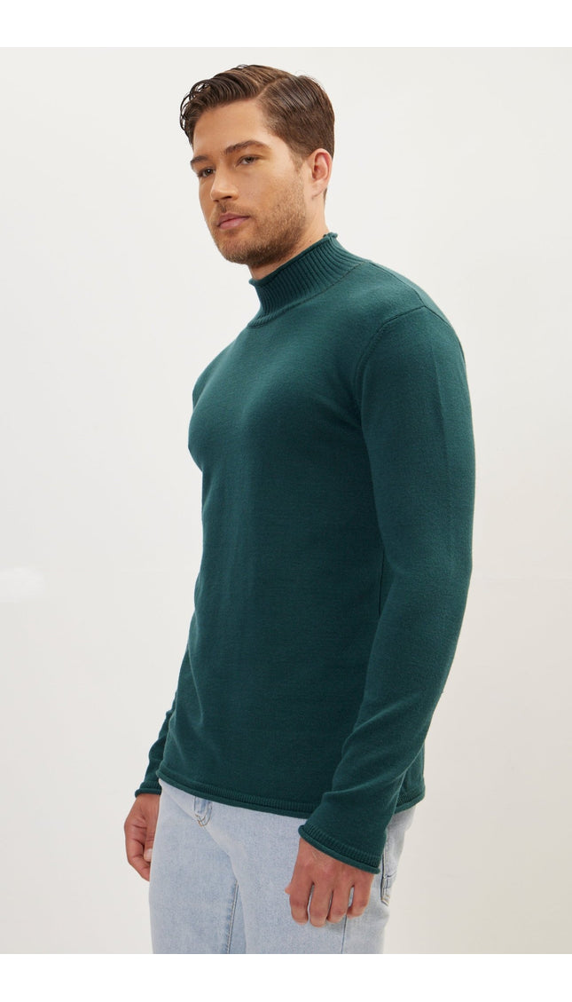 Classic Mock Neck Sweater - Green - Ron Tomson