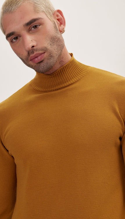 Classic Mock Neck Sweater - Mustard - Ron Tomson
