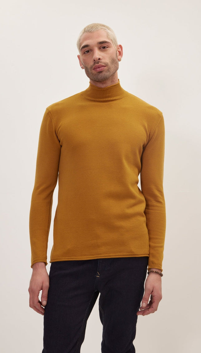 Classic Mock Neck Sweater - Mustard - Ron Tomson