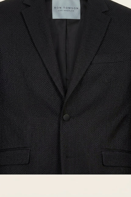 Classic Notch Lapel Dinner Jacket -Jacquard Black - Detail