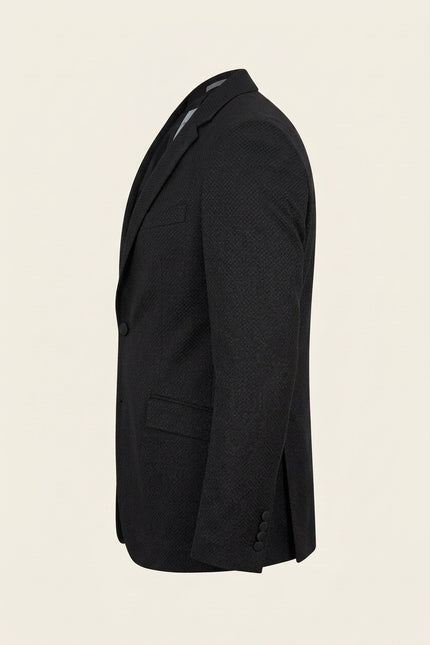 Classic Notch Lapel Dinner Jacket -Jacquard Black - Side