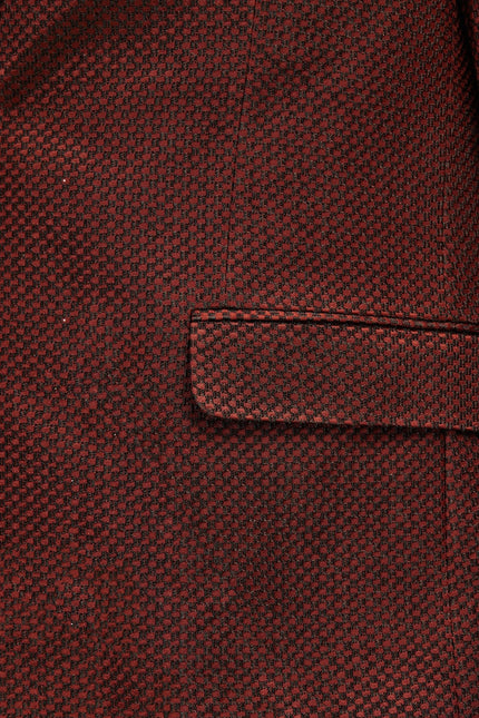 Classic Notch Lapel Dinner Jacket -Jacquard Burgundy - Ron Tomson