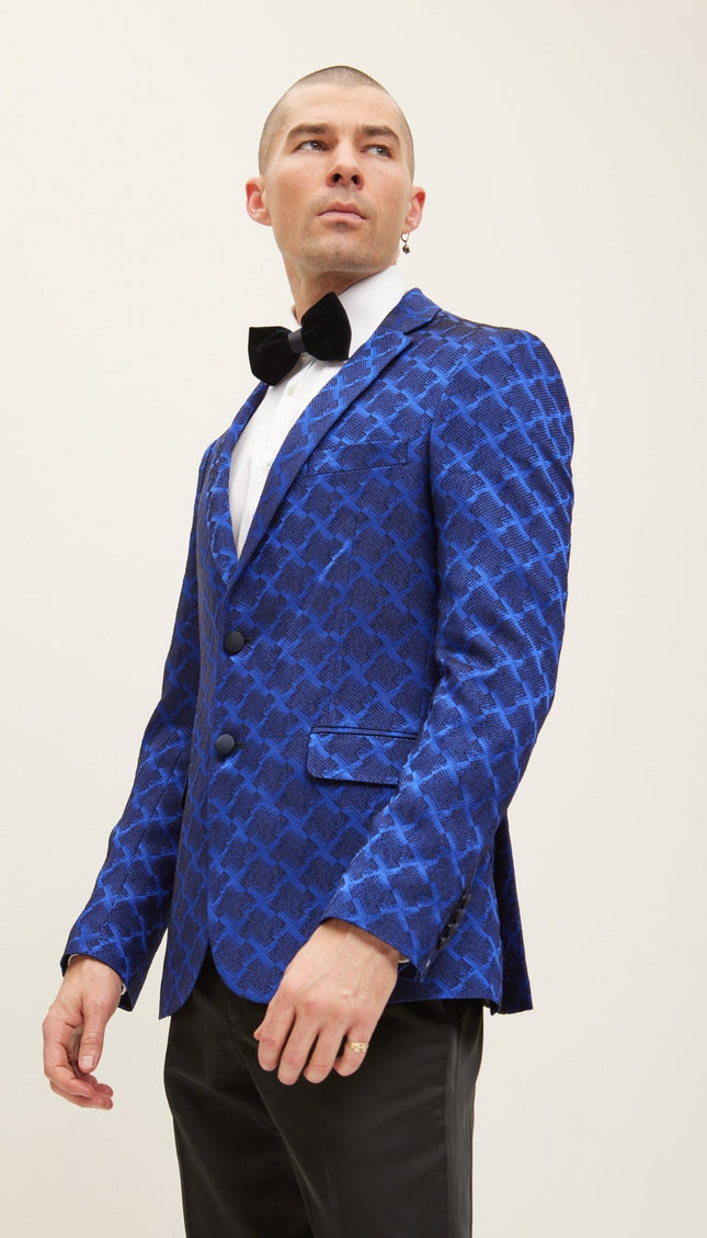 Classic Notch Lapel Dinner Jacket - Striking Electric Blue - Ron Tomson
