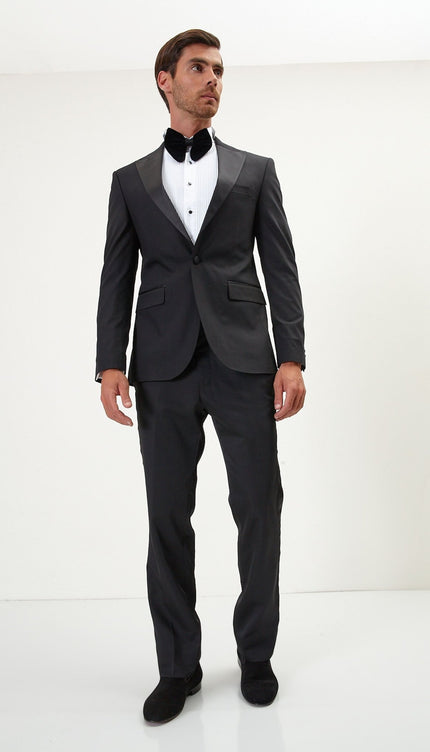 Classic Peak Lapel Tuxedo Jacket - Black - Ron Tomson