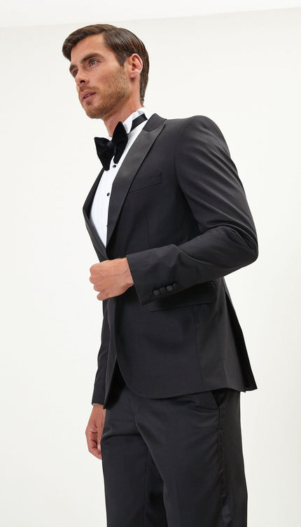 Classic Peak Lapel Tuxedo Jacket - Black - Ron Tomson