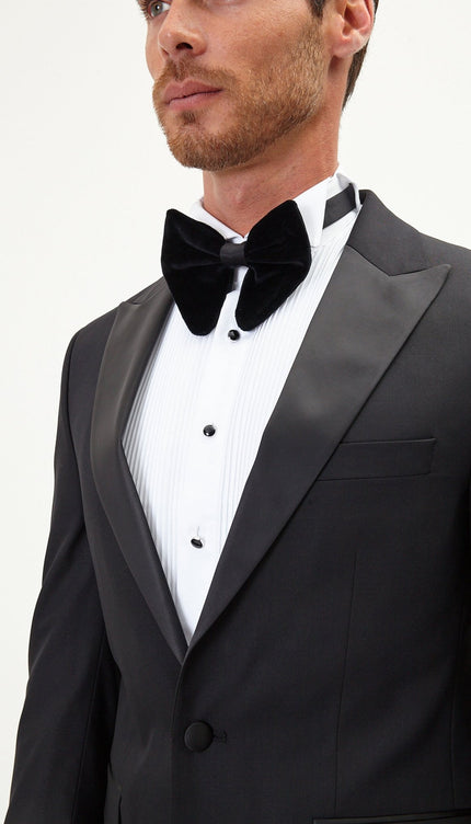 Classic Peak Lapel Tuxedo Jacket - Black - Ron Tomson