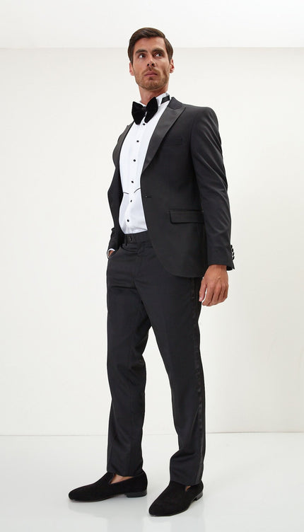 Classic Peak Lapel Tuxedo Jacket - Black - Ron Tomson