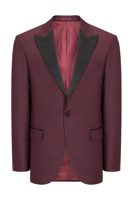 Classic Peak Lapel Tuxedo Jacket - Burgundy - Ron Tomson