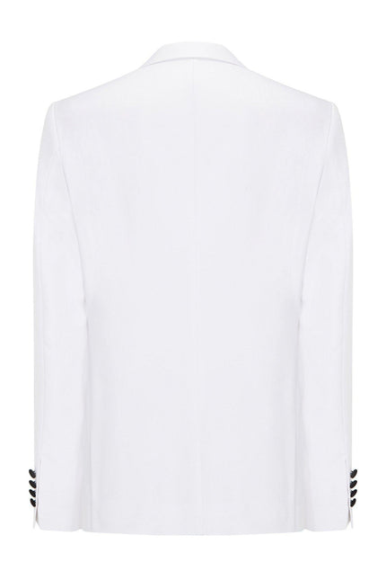 Classic Peak Lapel Tuxedo Jacket - White - Ron Tomson