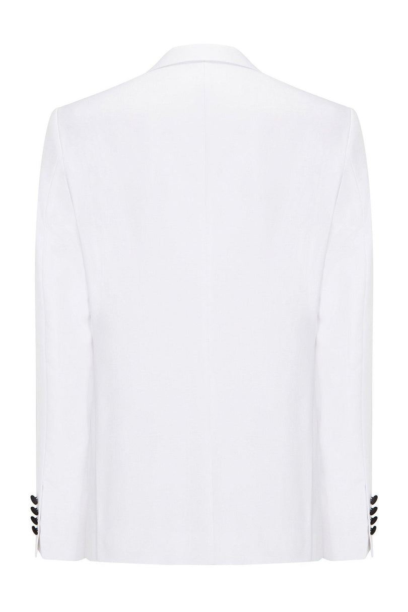Classic Peak Lapel Tuxedo Jacket - White - Ron Tomson