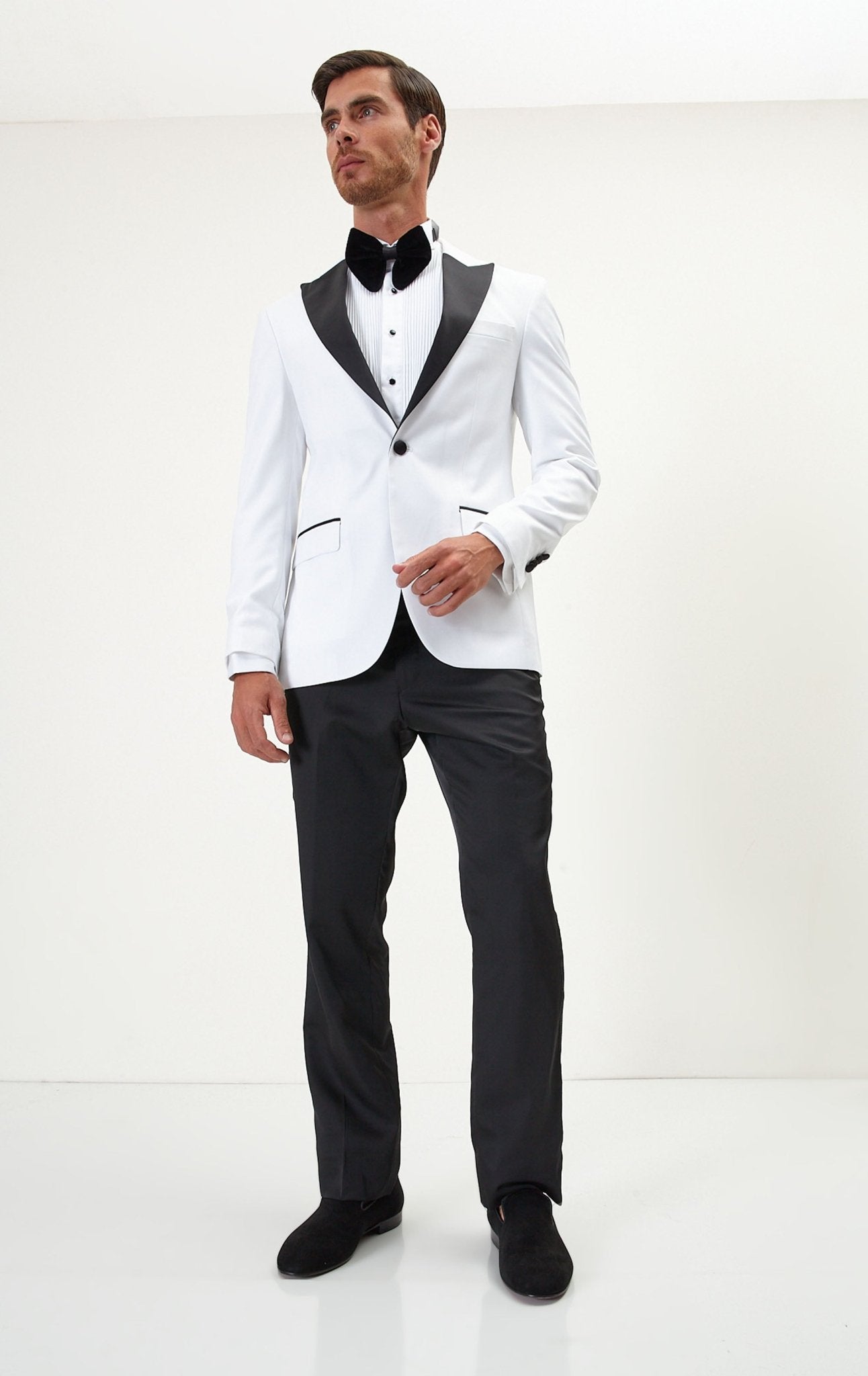 Classic Peak Lapel Tuxedo Jacket White - Main Image
