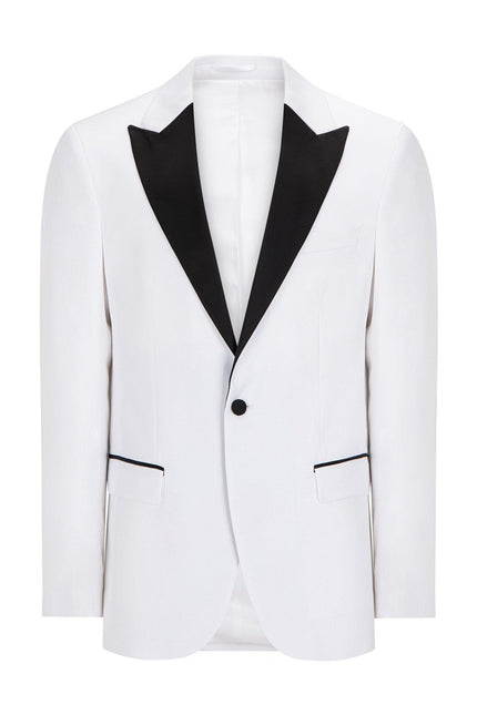 Classic Peak Lapel Tuxedo Jacket - White - Ron Tomson