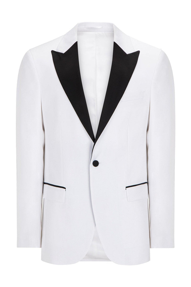 Classic Peak Lapel Tuxedo Jacket - White - Ron Tomson