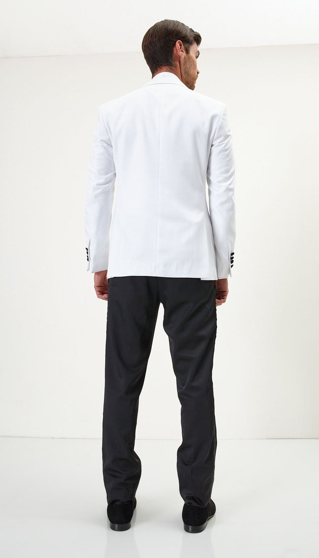 Classic Peak Lapel Tuxedo Jacket - White - Ron Tomson