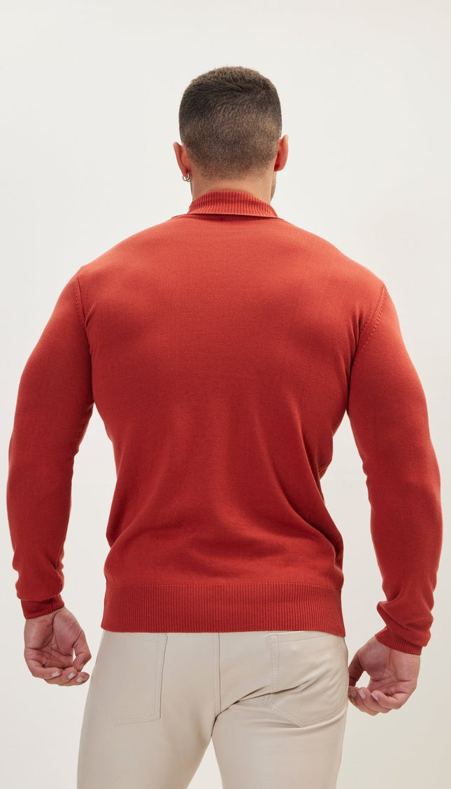 Classic Roll Neck Sweater - Brick - Ron Tomson