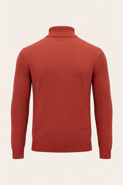 Classic Roll Neck Sweater - Brick - Back