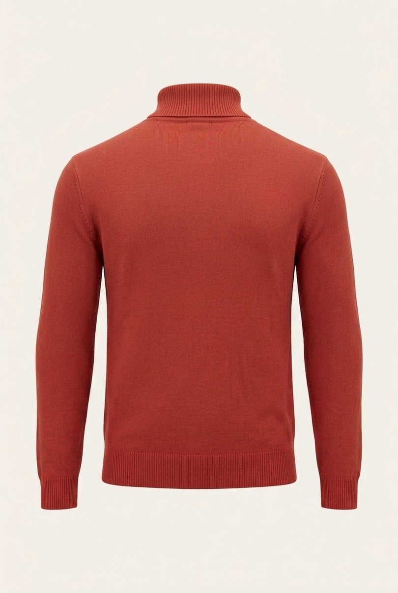 Classic Roll Neck Sweater - Brick - Back