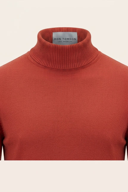 Classic Roll Neck Sweater - Brick - Detail