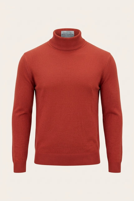 Classic Roll Neck Sweater - Brick - Front