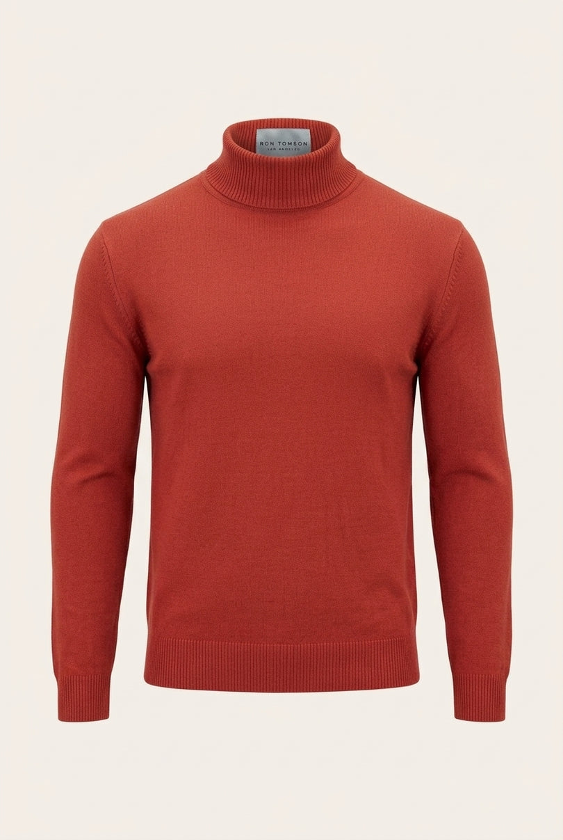 Classic Roll Neck Sweater - Brick - Front