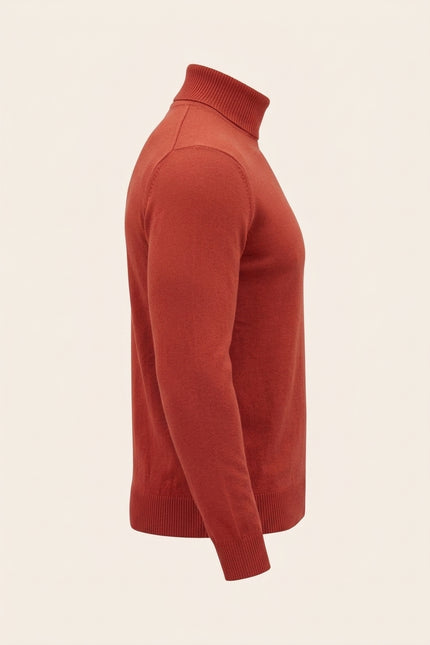 Classic Roll Neck Sweater - Brick - Side