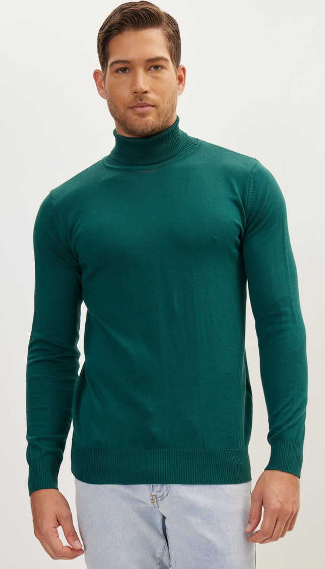Classic Roll Neck Sweater - Green - Ron Tomson