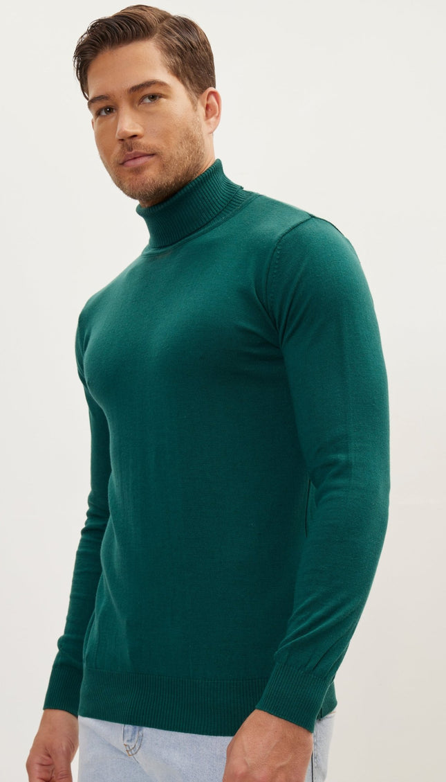 Classic Roll Neck Sweater - Green - Ron Tomson
