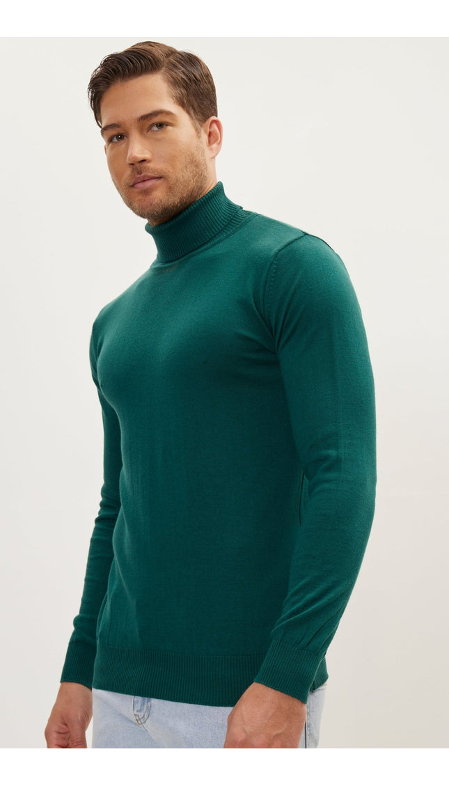 Classic Roll Neck Sweater - Green - Ron Tomson