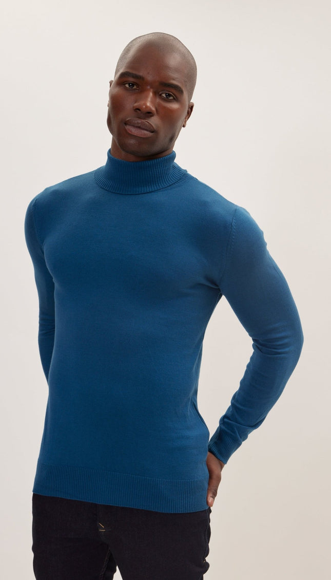Classic Roll Neck Sweater - Indigo - Ron Tomson