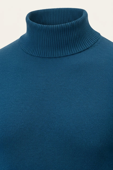 Classic Roll Neck Sweater - Indigo - Detail