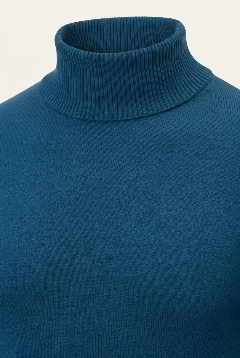 Classic Roll Neck Sweater - Indigo - Detail