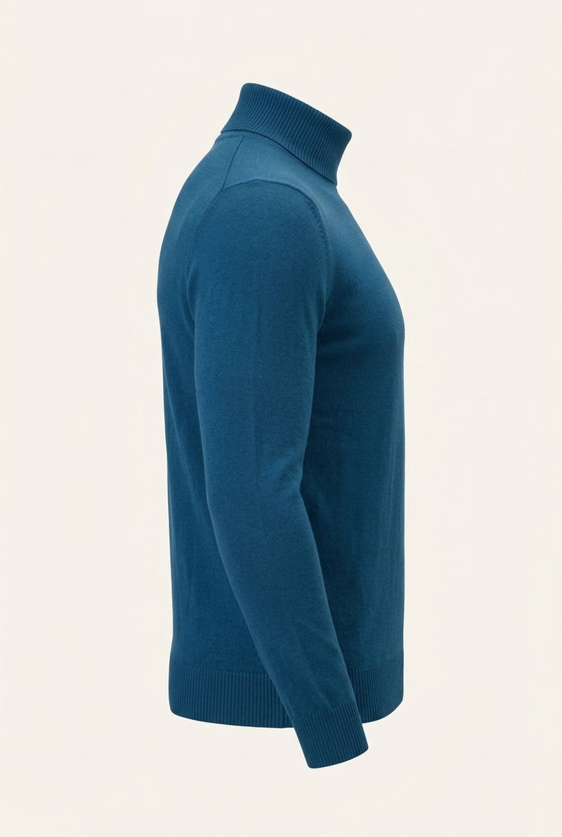 Classic Roll Neck Sweater - Indigo - Side