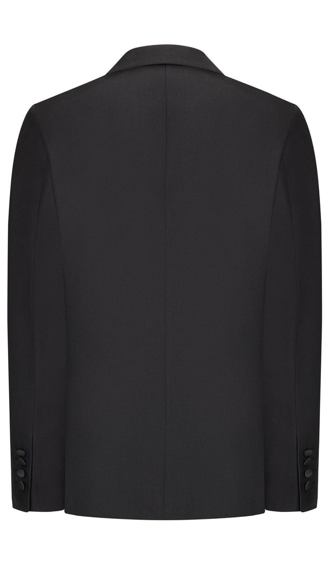 Classic Sequin Peak Lapel Tuxedo Jacket - Black - Ron Tomson