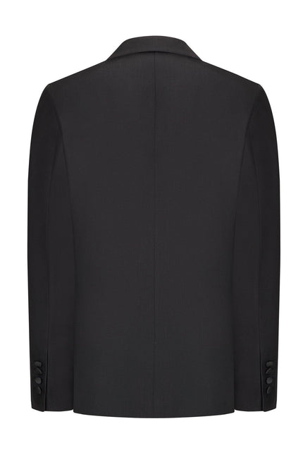 Classic Sequin Peak Lapel Tuxedo Jacket - Black - Ron Tomson