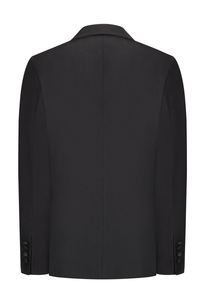 Classic Sequin Peak Lapel Tuxedo Jacket - Black - Ron Tomson