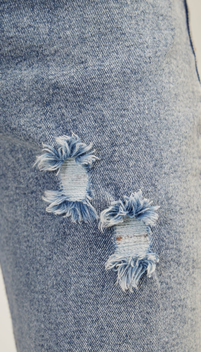 Classic Straight Leg Distressed Jean - Ice Blue - Ron Tomson