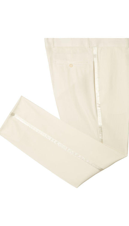 Classic Tuxedo Pants - Off White Stripe - Ron Tomson