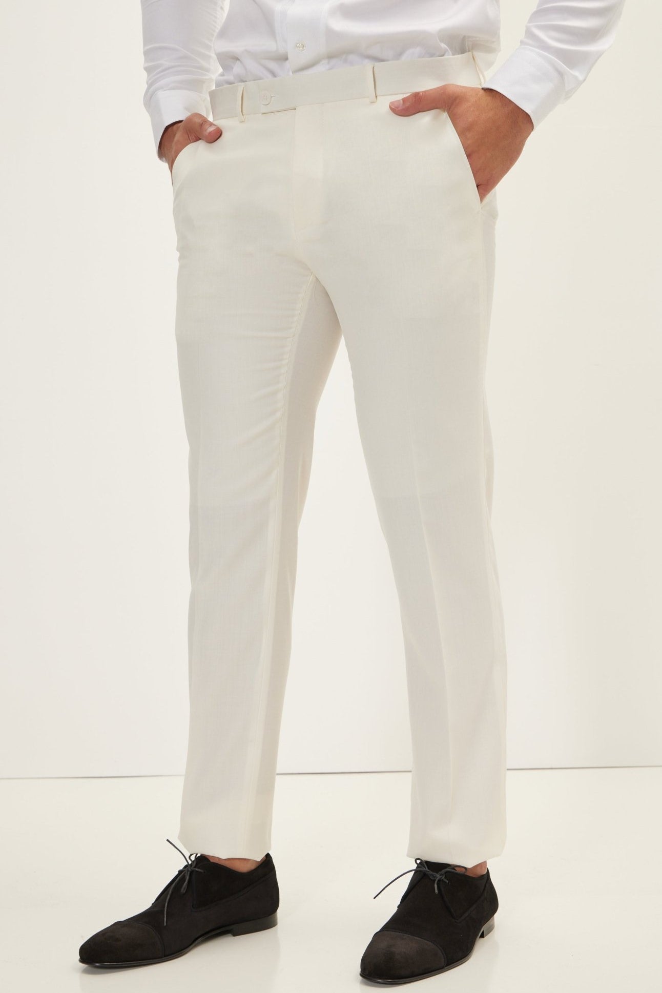 Classic Tuxedo Pants - White - Ron Tomson