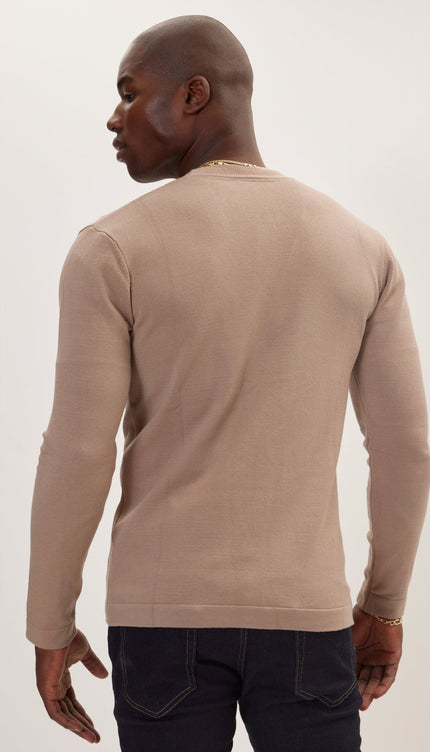 Classic V-neck Button Front Knit Shirt - Vizon - Ron Tomson