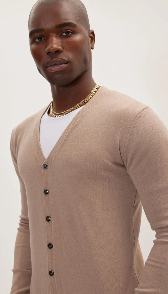 Classic V-neck Button Front Knit Shirt - Vizon - Ron Tomson